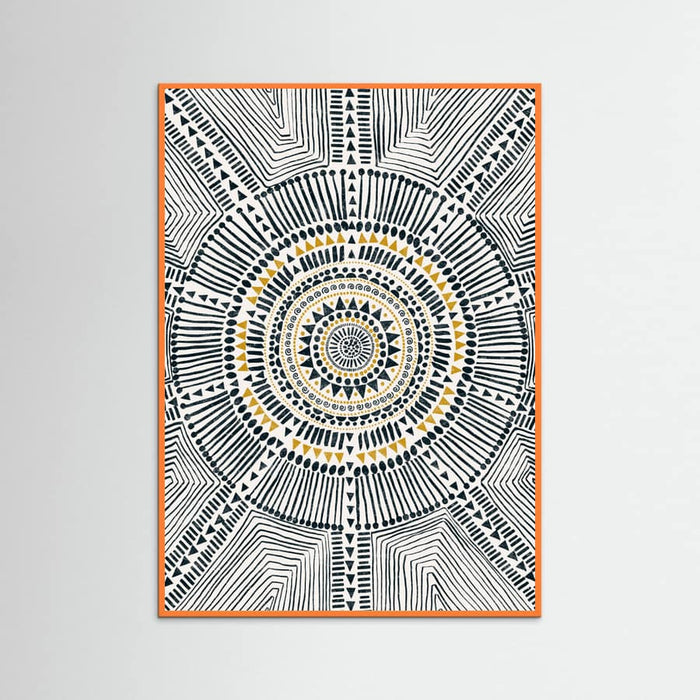 Orange Wood Tribal Sun Poster