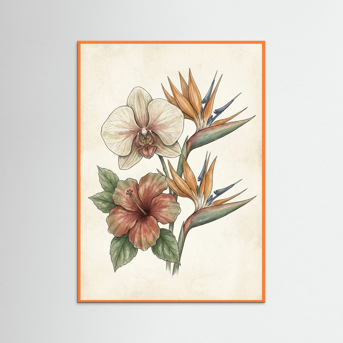 Orange Wood Tropical Palm Study