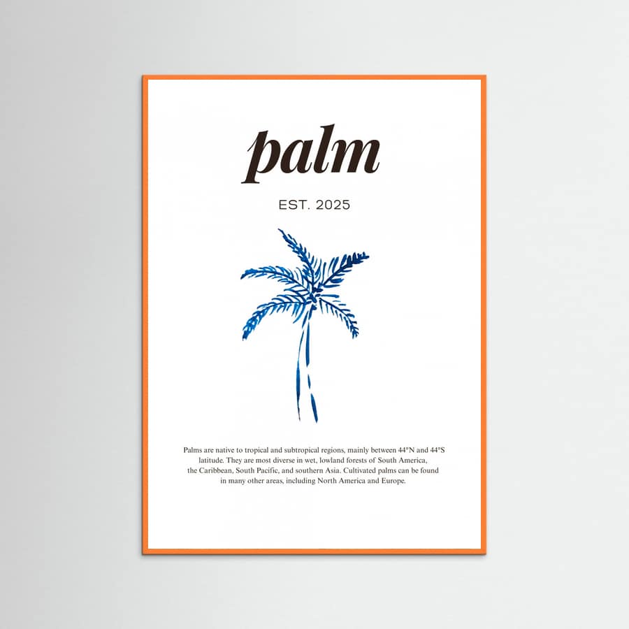 Tropical Palm Tree Poster | Aesthetic Blue Decor with Modern Coastal Style – plakat og kunsttryk