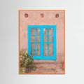 Orange Wood Turquoise Window - Taos, New Mexico Poster