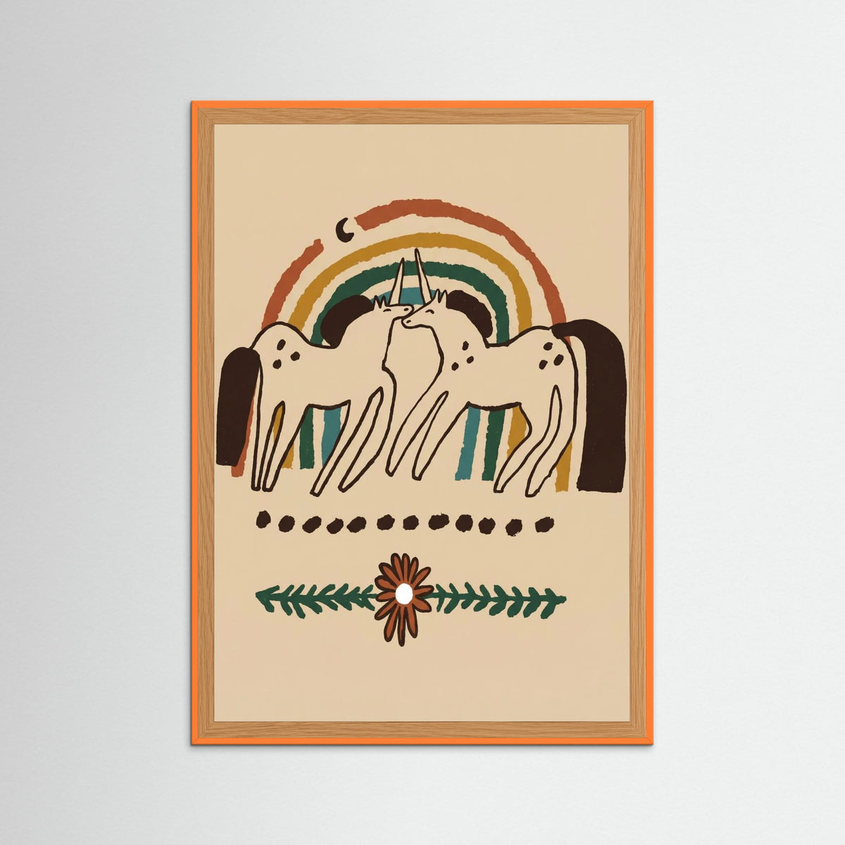 Orange Wood Unicorn Rainbow Bond