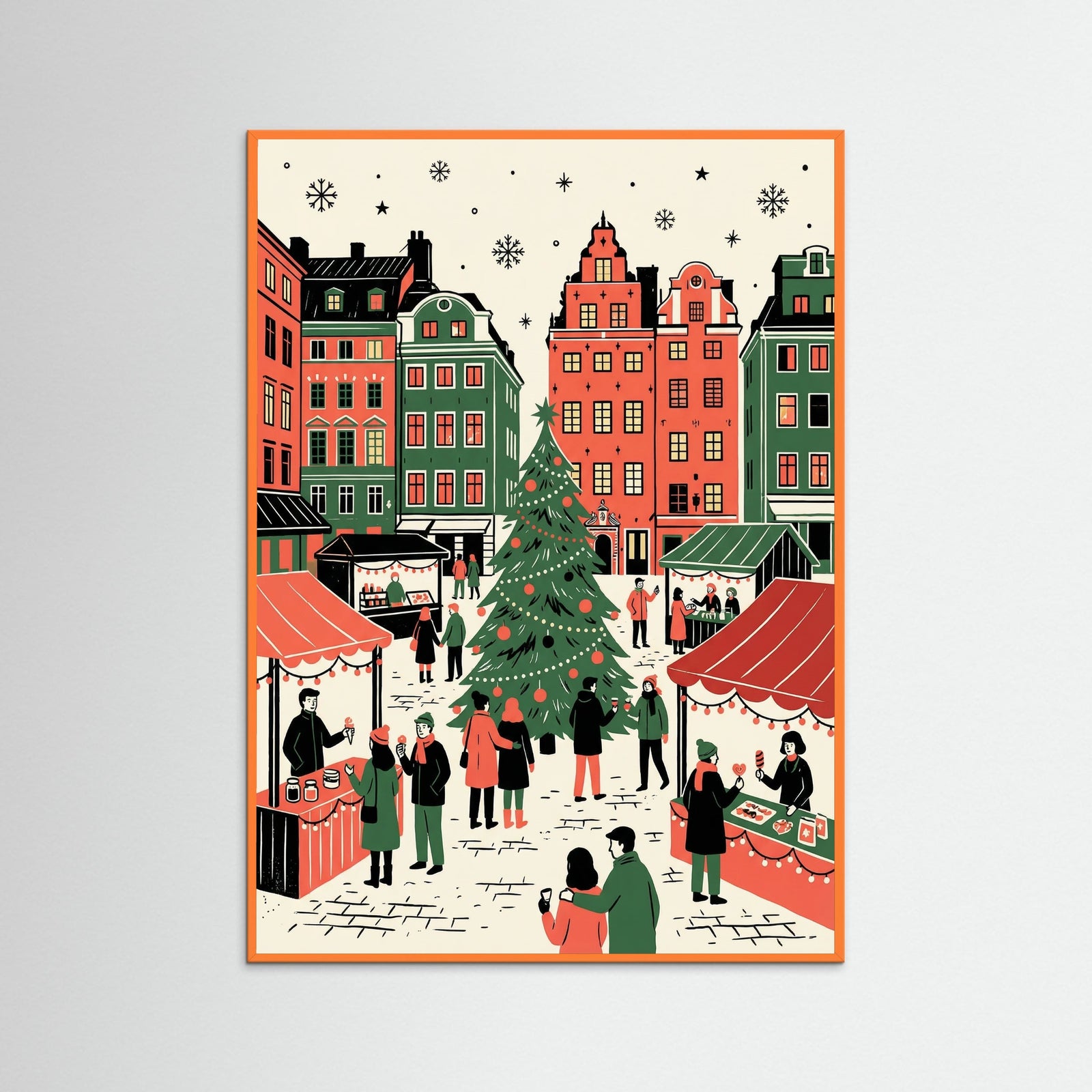 Orange Wood Urban Holiday Scene