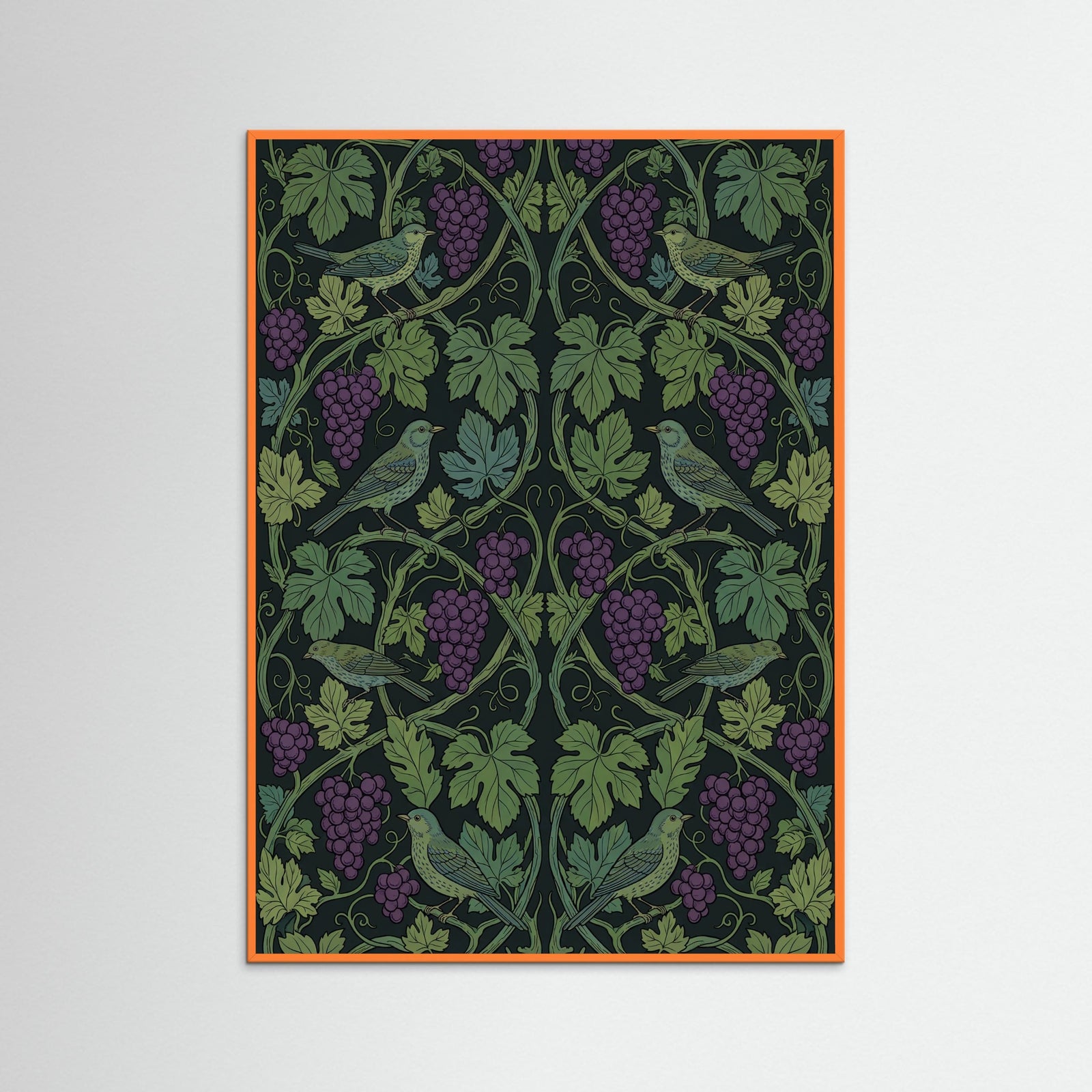 Orange Wood Verdant Bloom Pattern