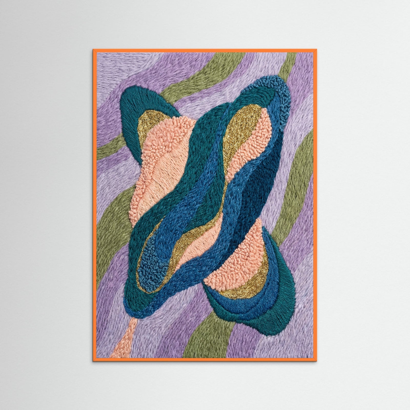 Orange Wood Vibrant Abstract Stitch