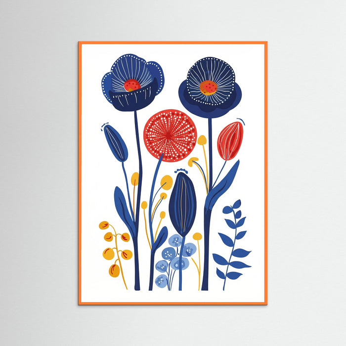 Orange Wood Vibrant Floral Fantasy