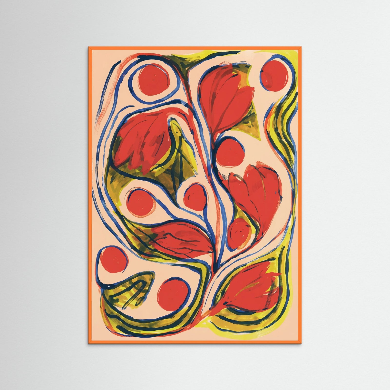 Orange Wood Vibrant Floral Swirls
