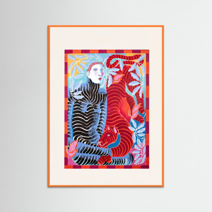 Orange Wood Vibrant Striped Encounter