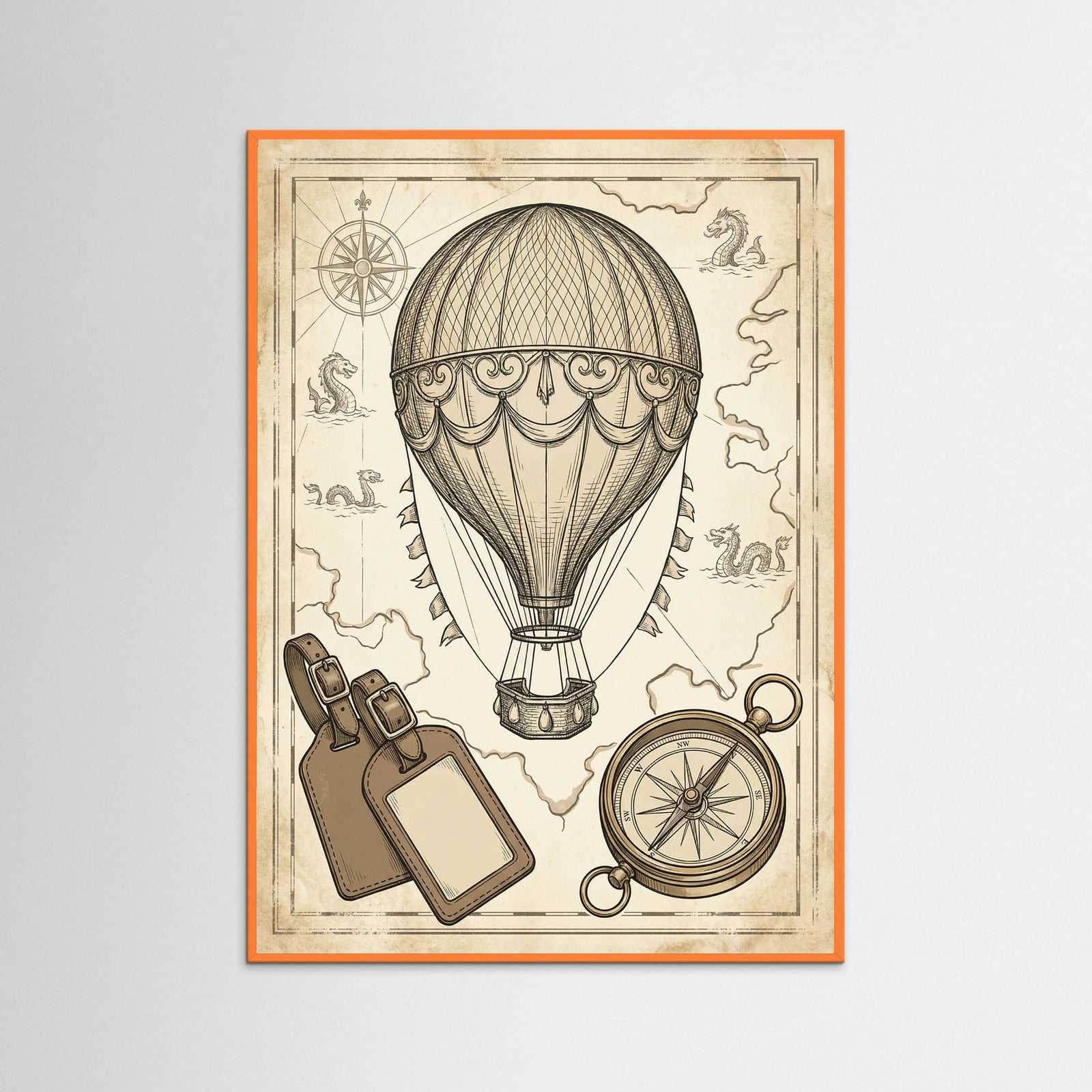 Orange Wood Vintage Travel Elegance