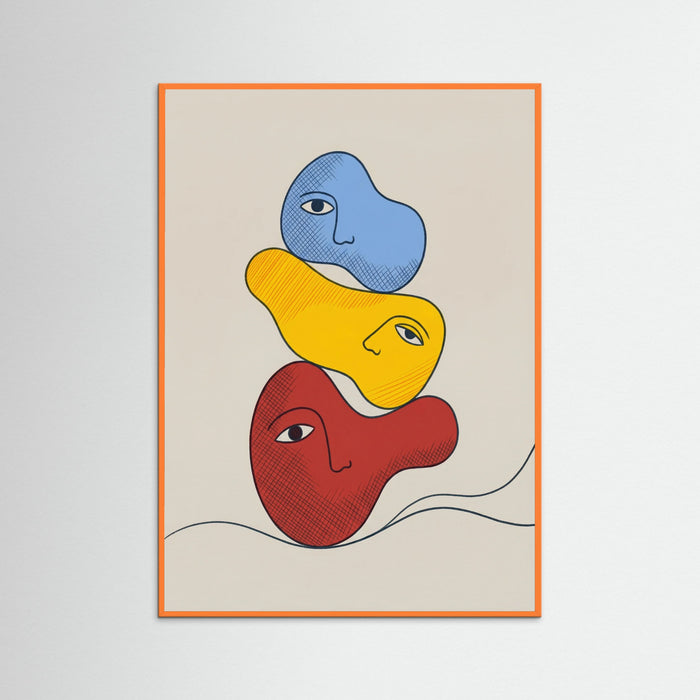 Orange Wood Walking Blue Forms