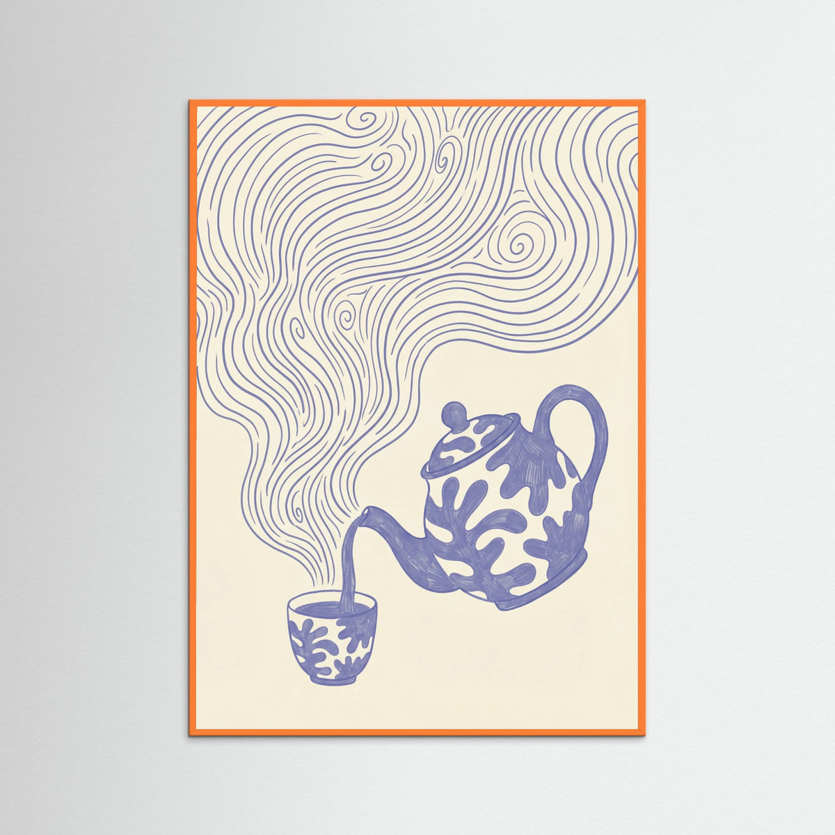 Orange Wood Whimsical Coffee Swirls