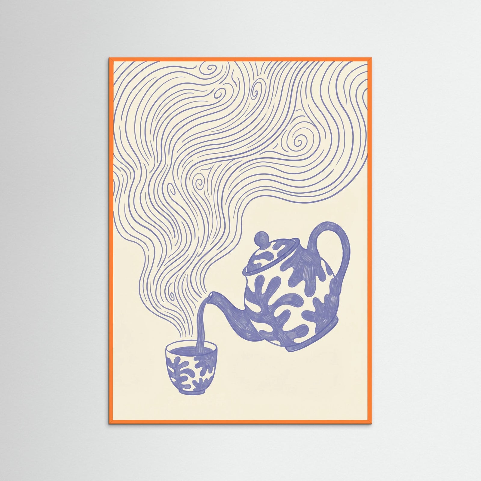 Orange Wood Whimsical Coffee Swirls