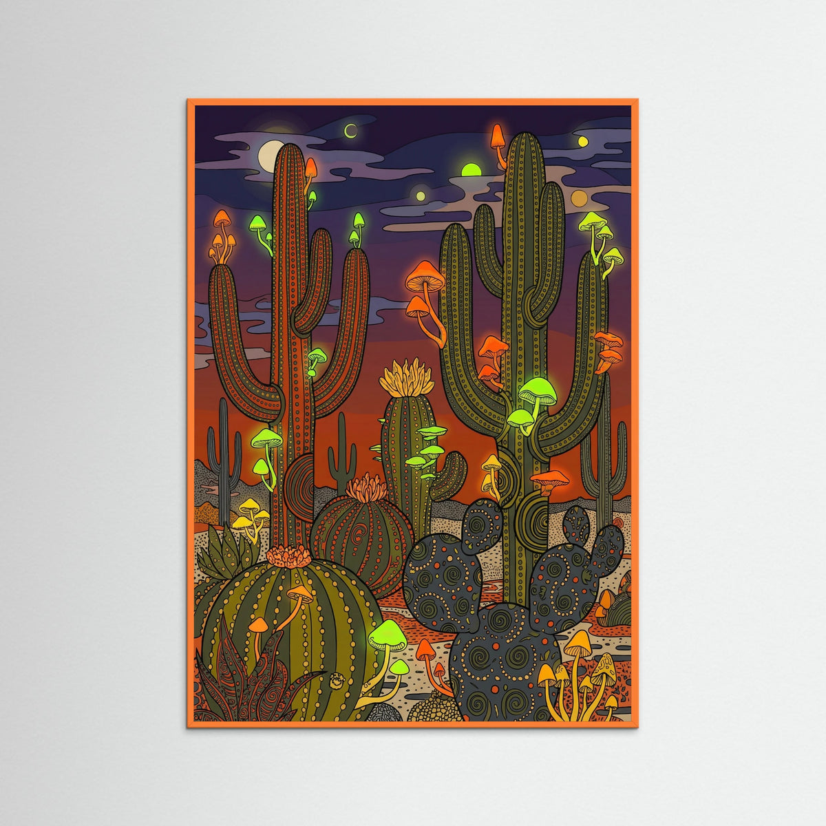 Orange Wood Whimsical Fungus Garden