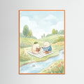 Orange Wood Whimsical River Crossing