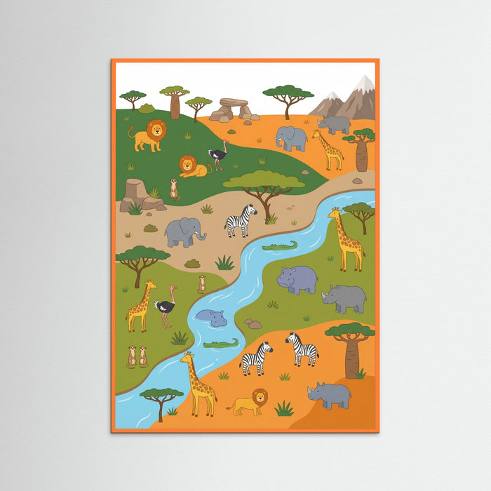 Orange Wood Whimsical World Map
