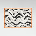 Orange Wood White Black Waves Pattern Square Poster