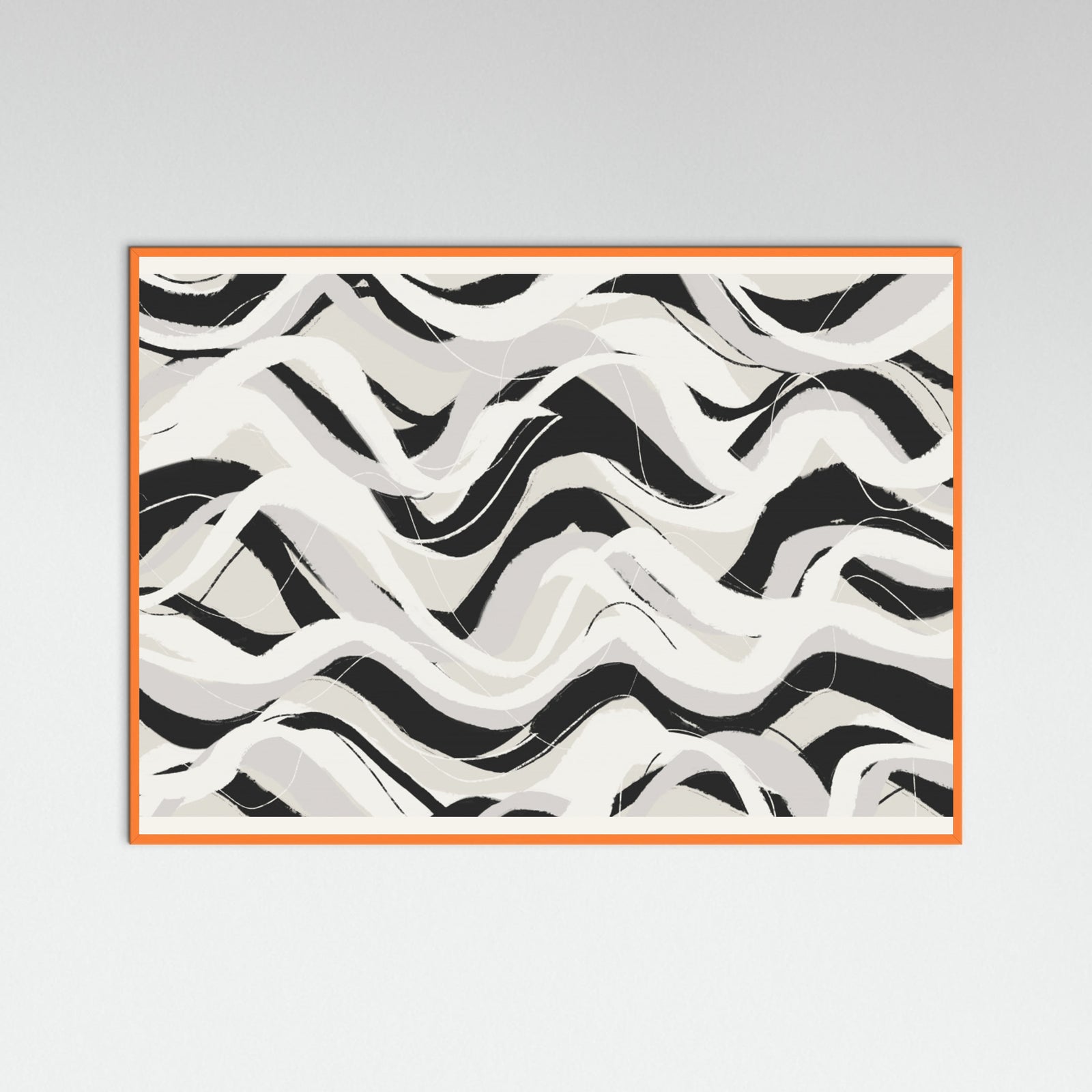Orange Wood White Black Waves Pattern Square Poster