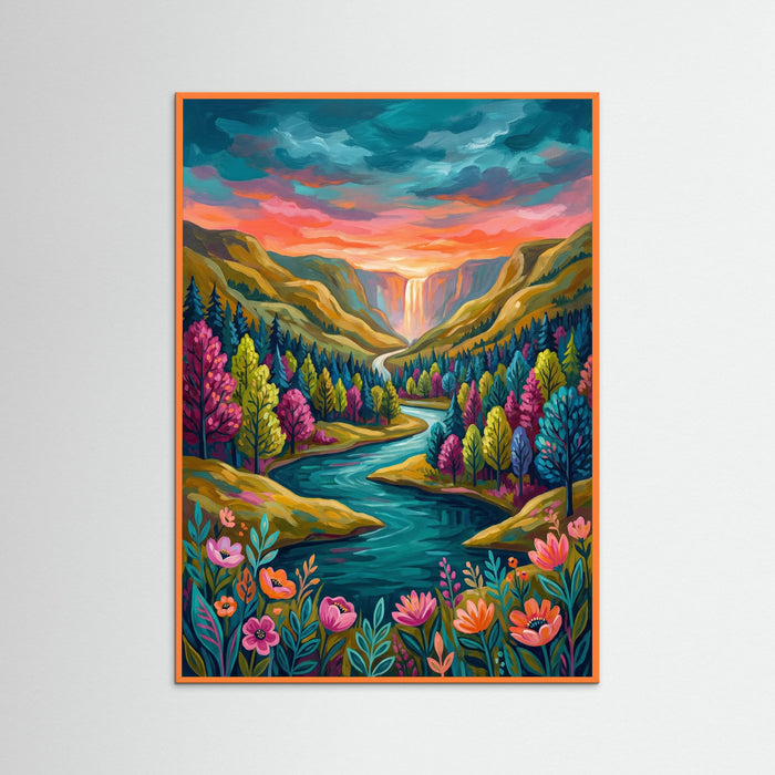 Orange Wood Wildflower Hillside Sunset