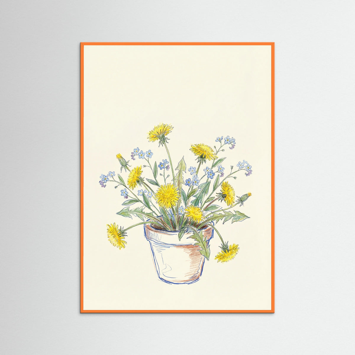Orange Wood Wildflower Sketch Vase