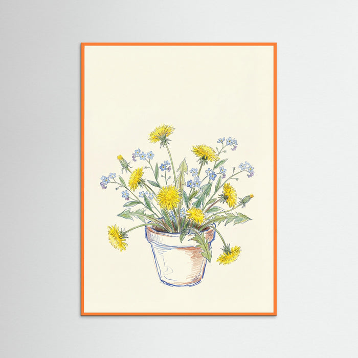 Orange Wood Wildflower Sketch Vase