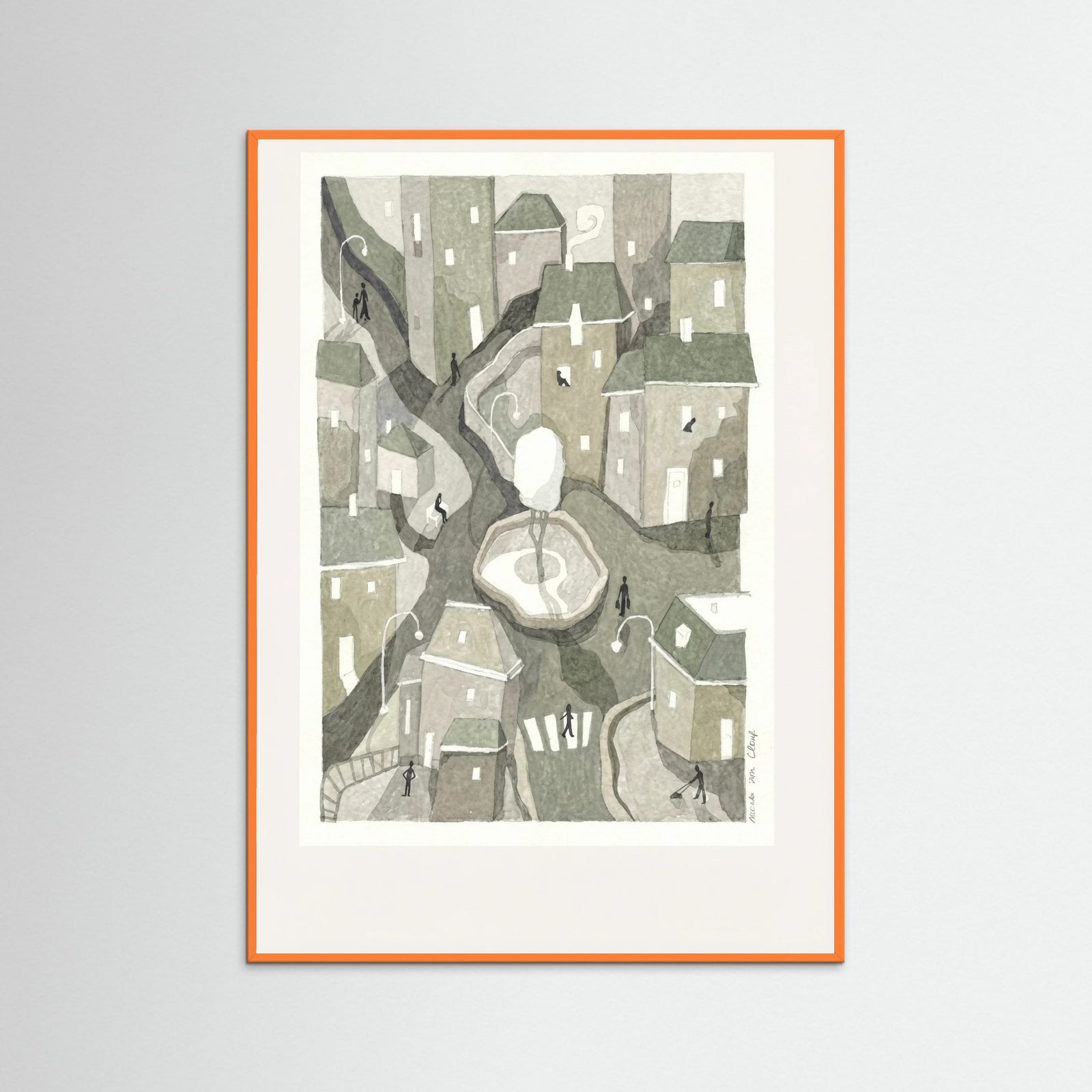 Orange Wood Winding Cityscape