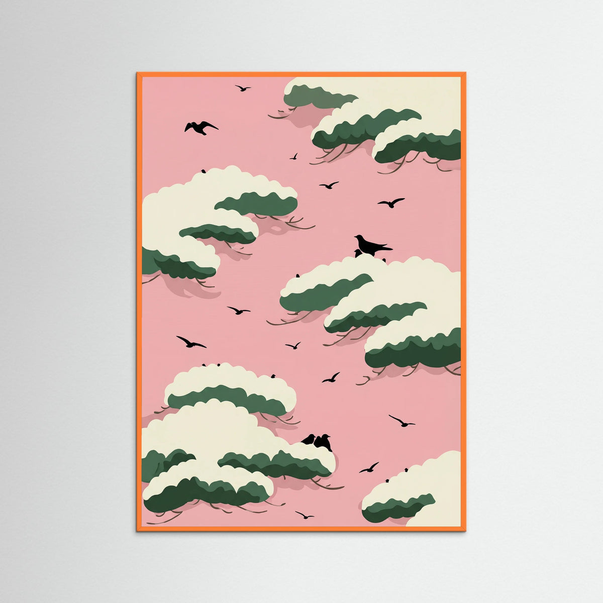 Orange Wood Winter Cloud Serenity