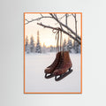 Orange Wood Winter Sled Serenity