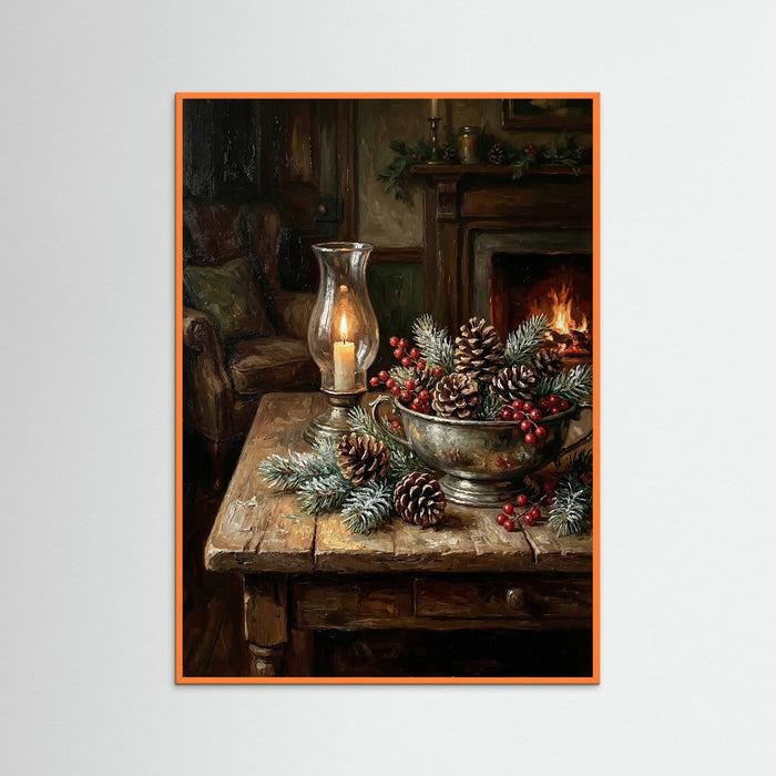 Orange Wood Winter Window Glow