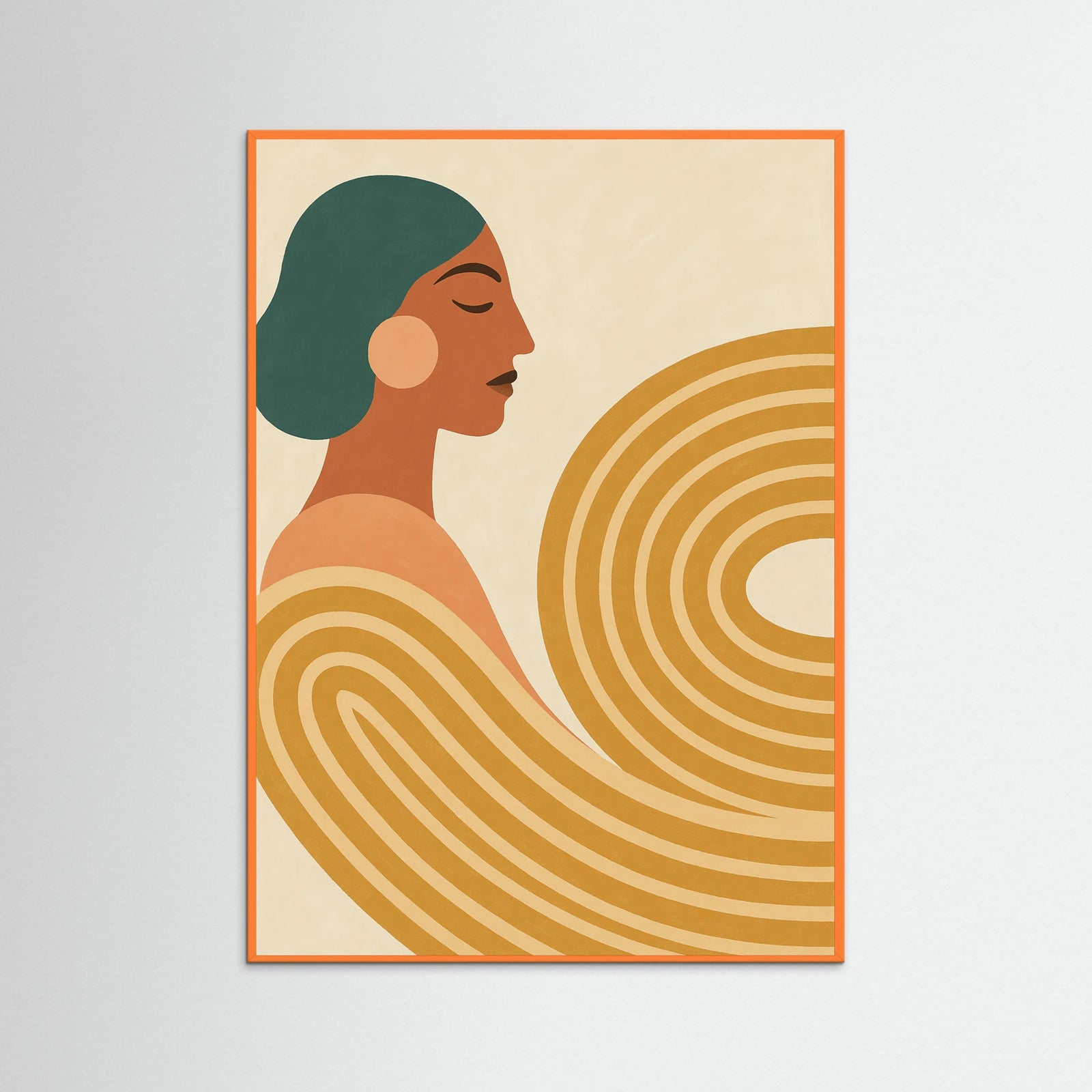 Orange Wood Woman Abstract Swirls