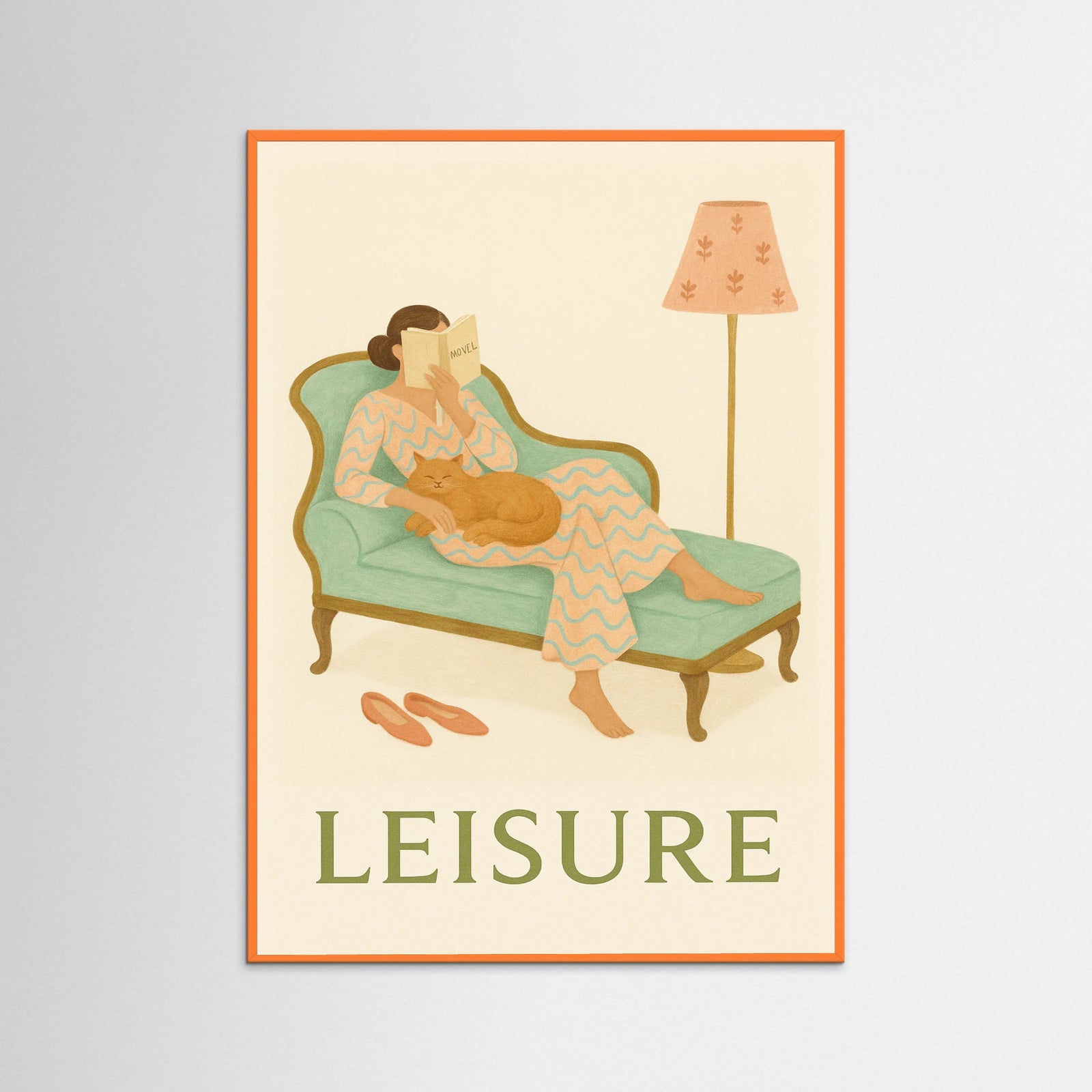 Orange Wood Woman Reading