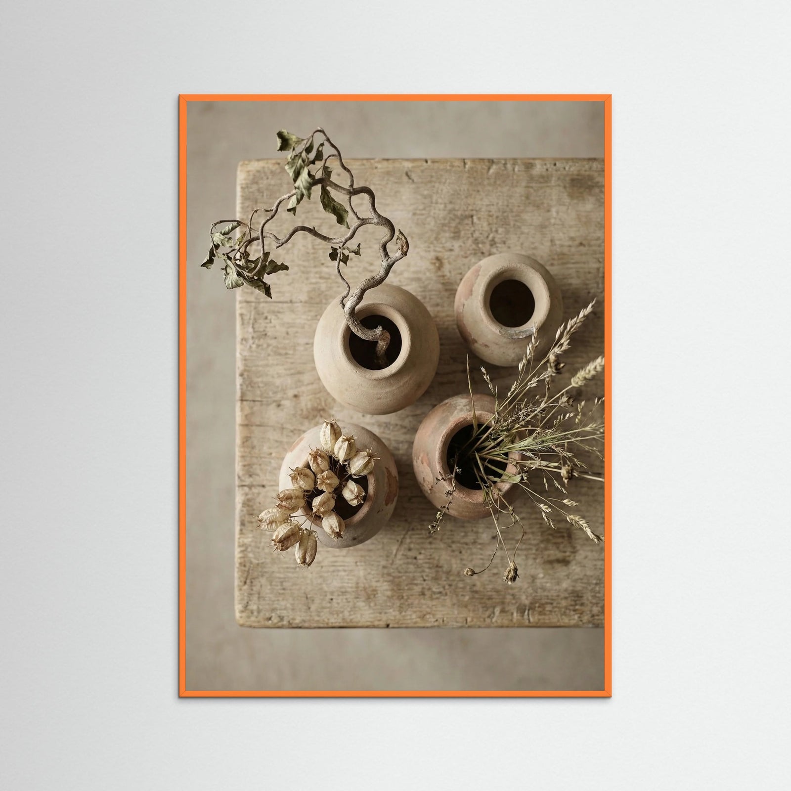 Orange Wood Worn Flora