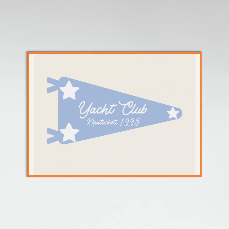 Yacht Club Blue Pennant Parchment Poster – plakat og kunsttryk