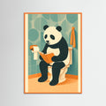 Orange Wood panda On Toilet