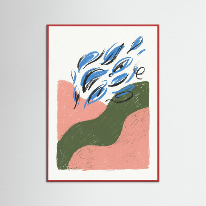 Red Wood Abstract Botanical Burst