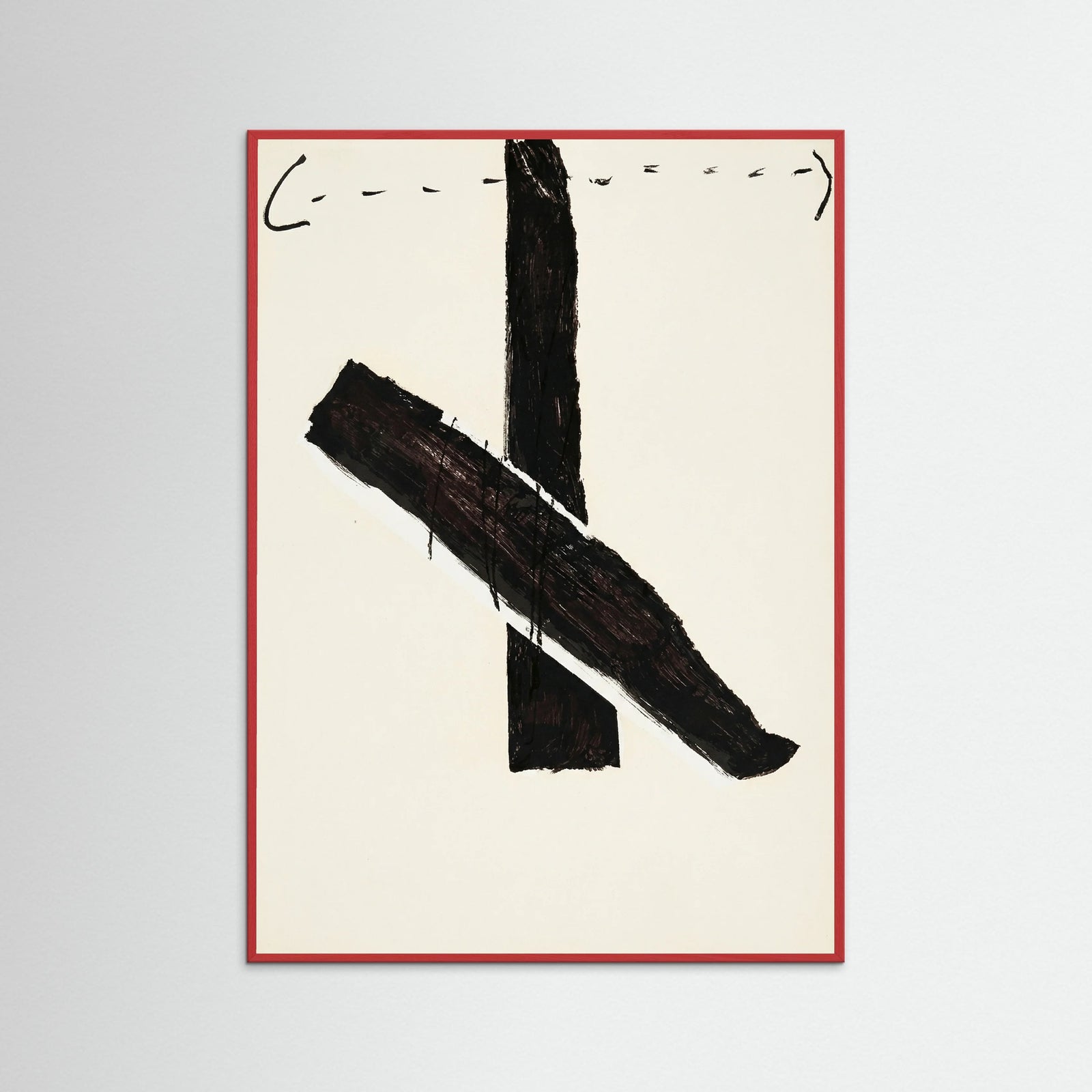 Red Wood Abstract Brush Mark