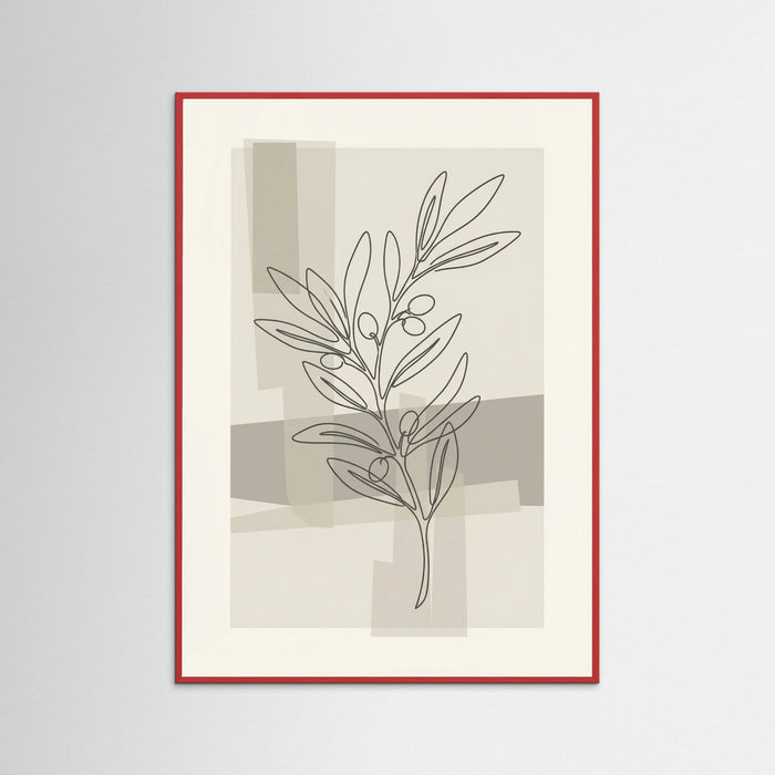 Red Wood Abstract Floral Contour
