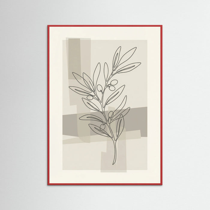 Red Wood Abstract Floral Contour