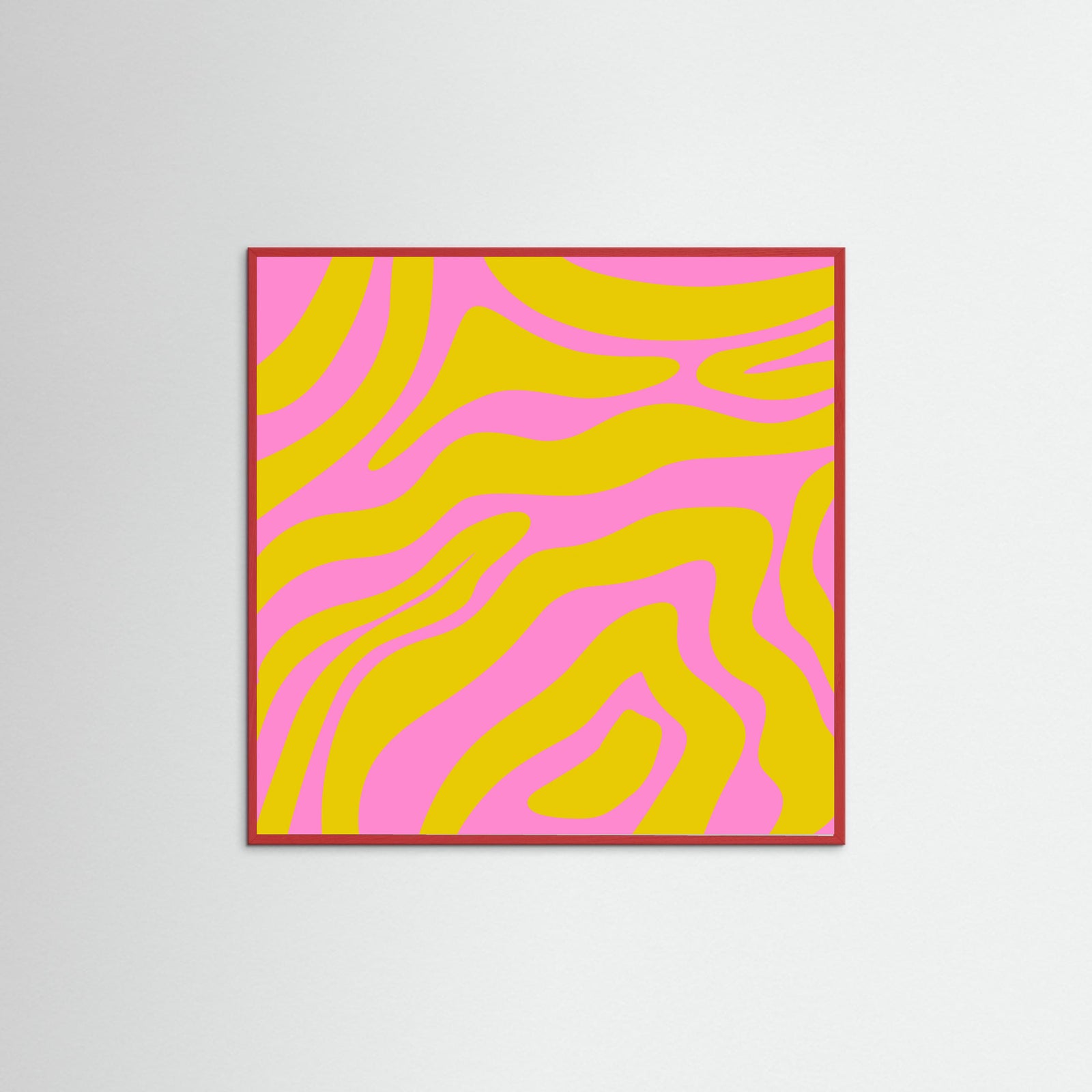 Red Wood Abstract Lines and Yellow and Pink Poster