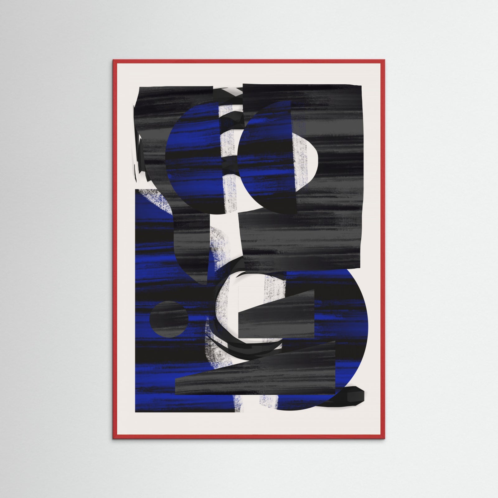 Red Wood Abstract Stripe Minimal Collage 28 Poster