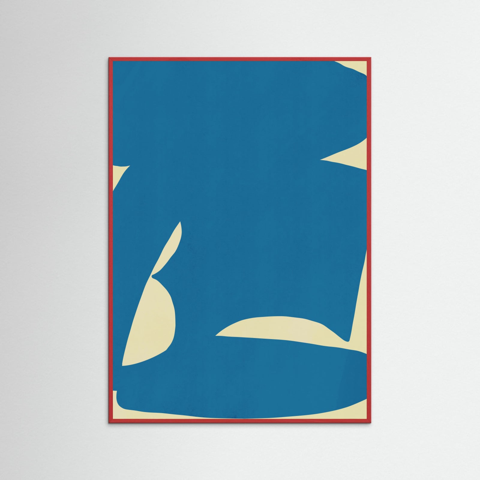 Red Wood B Cut Out In Blue Poster