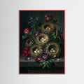 Red Wood Baroque Floral Opulence