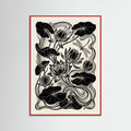 Red Wood Beardsley Floral Nouveau