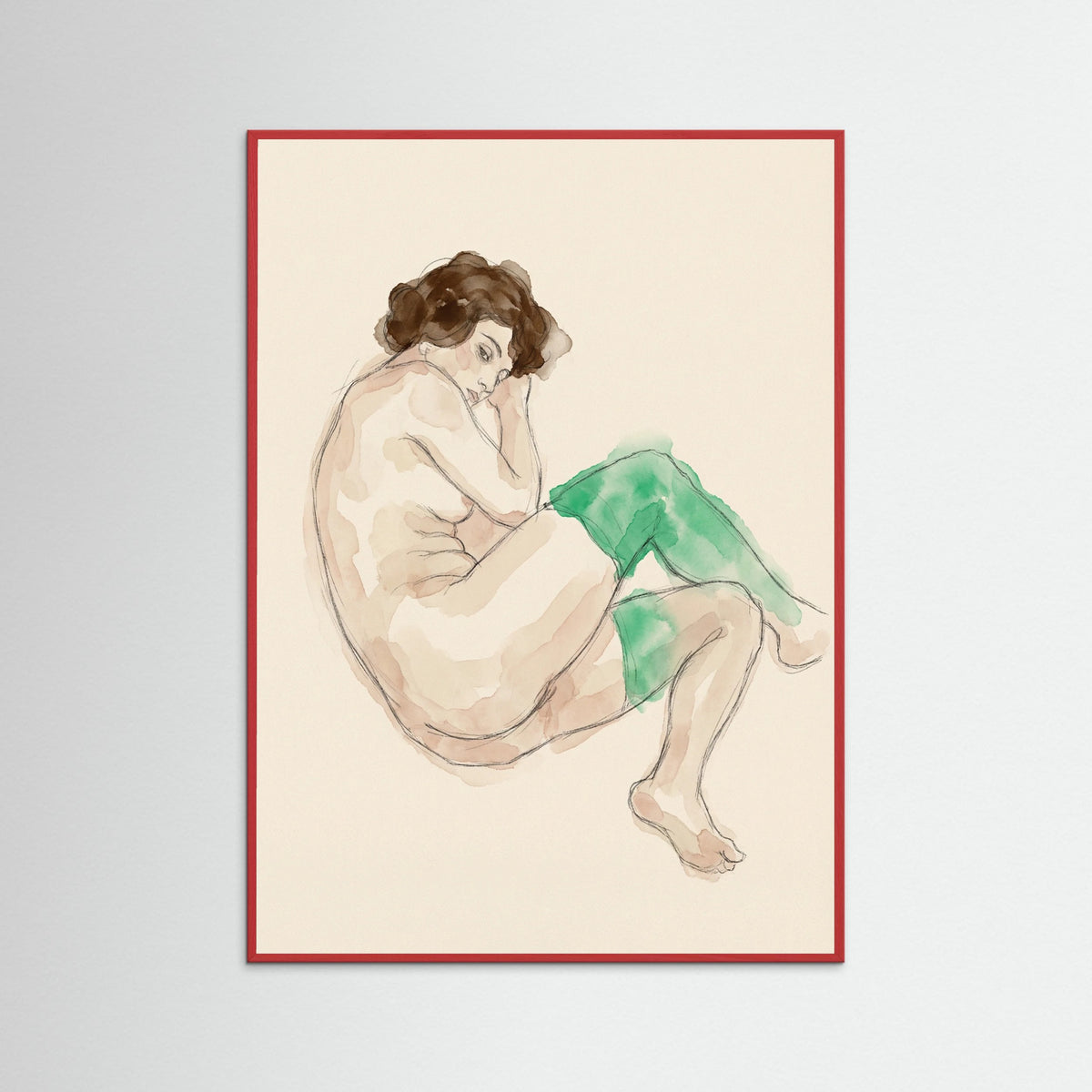 Red Wood Bending Nude Study