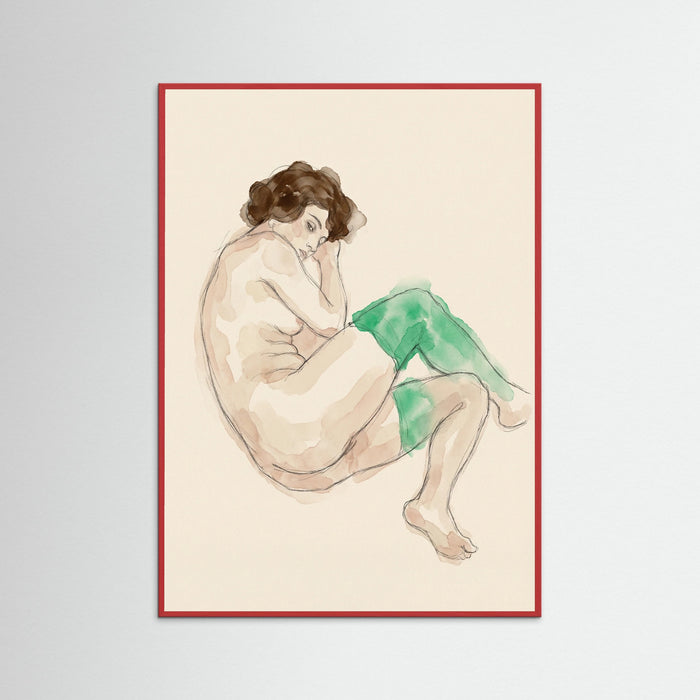 Red Wood Bending Nude Study