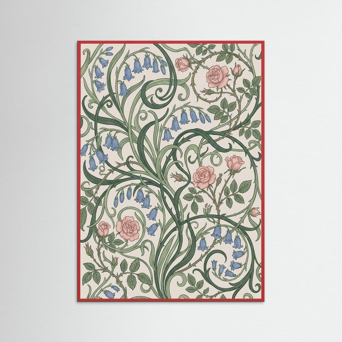 Red Wood Berry Vine Pattern