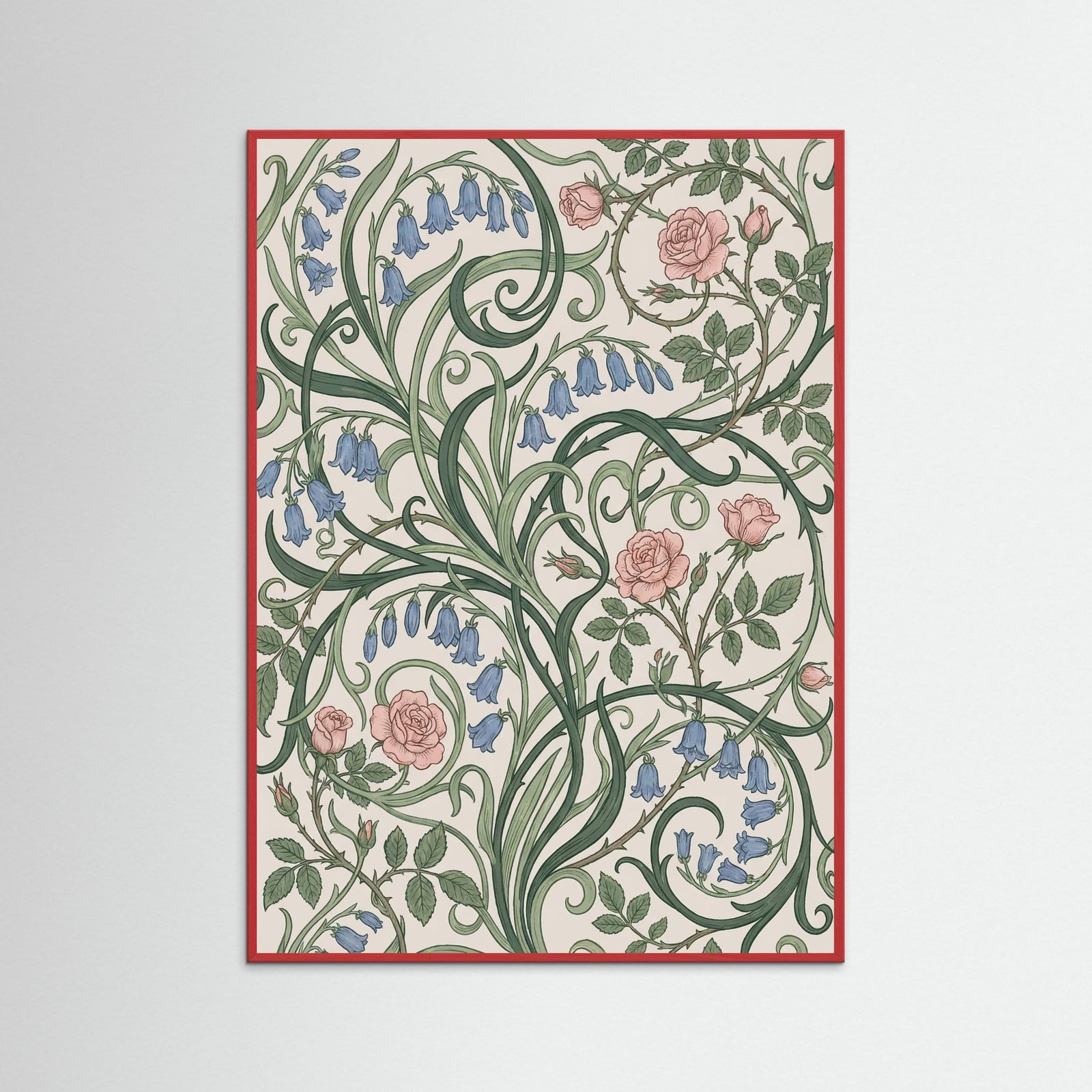 Red Wood Berry Vine Pattern