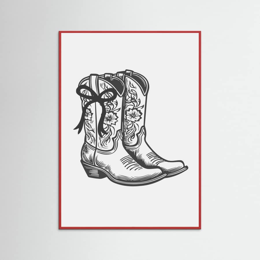 Black Cowgirl Boots with Bow Poster – Poster und Kunstdruck