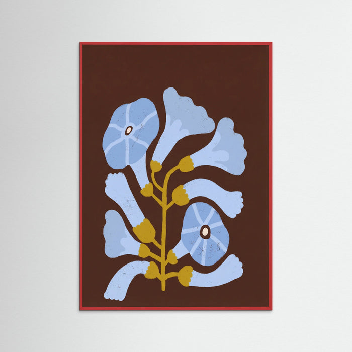 Red Wood Blue Botanical Bloom