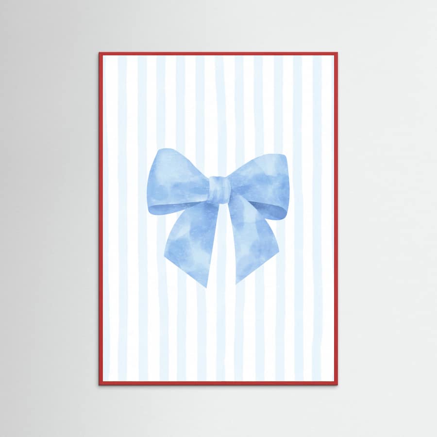 Póster Blue Bow On Stripes – póster e impresión artística