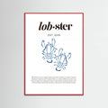 Póster Blue Lobster Poster | Minimalist Coastal Art with Seafood Illustration – póster e impresión artística