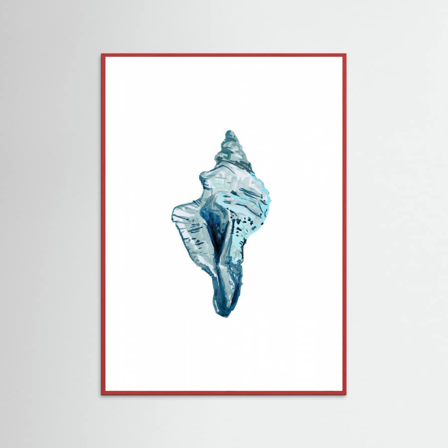 Blue Seashell On White Background No4 Poster – poster och konsttryck